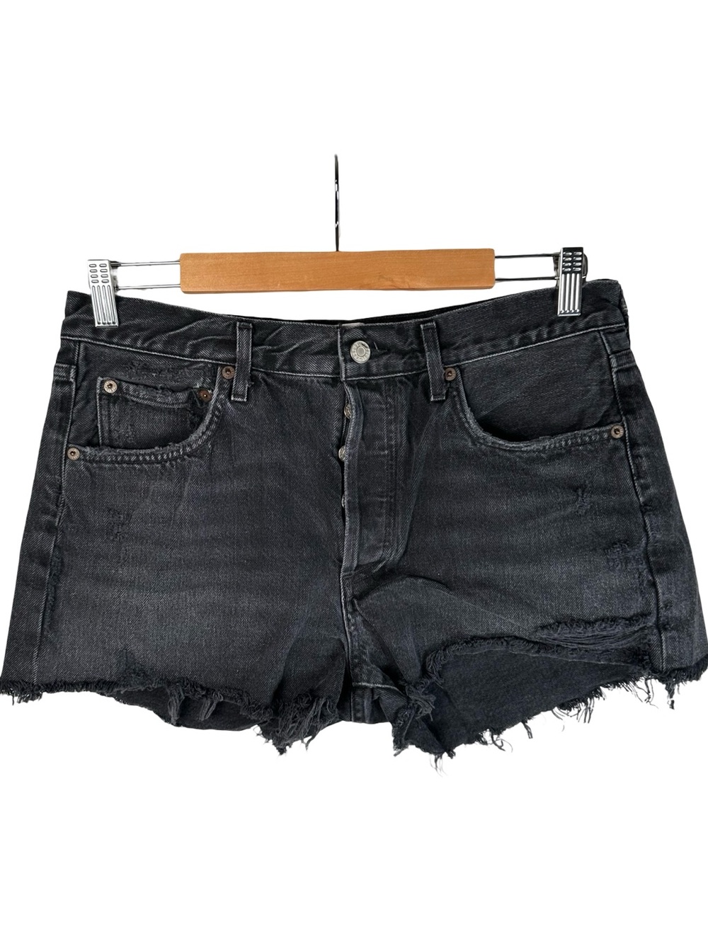 Agolde Parker Vortex Black Cut Off High Rise Denim Casual Jean Shorts Size 29